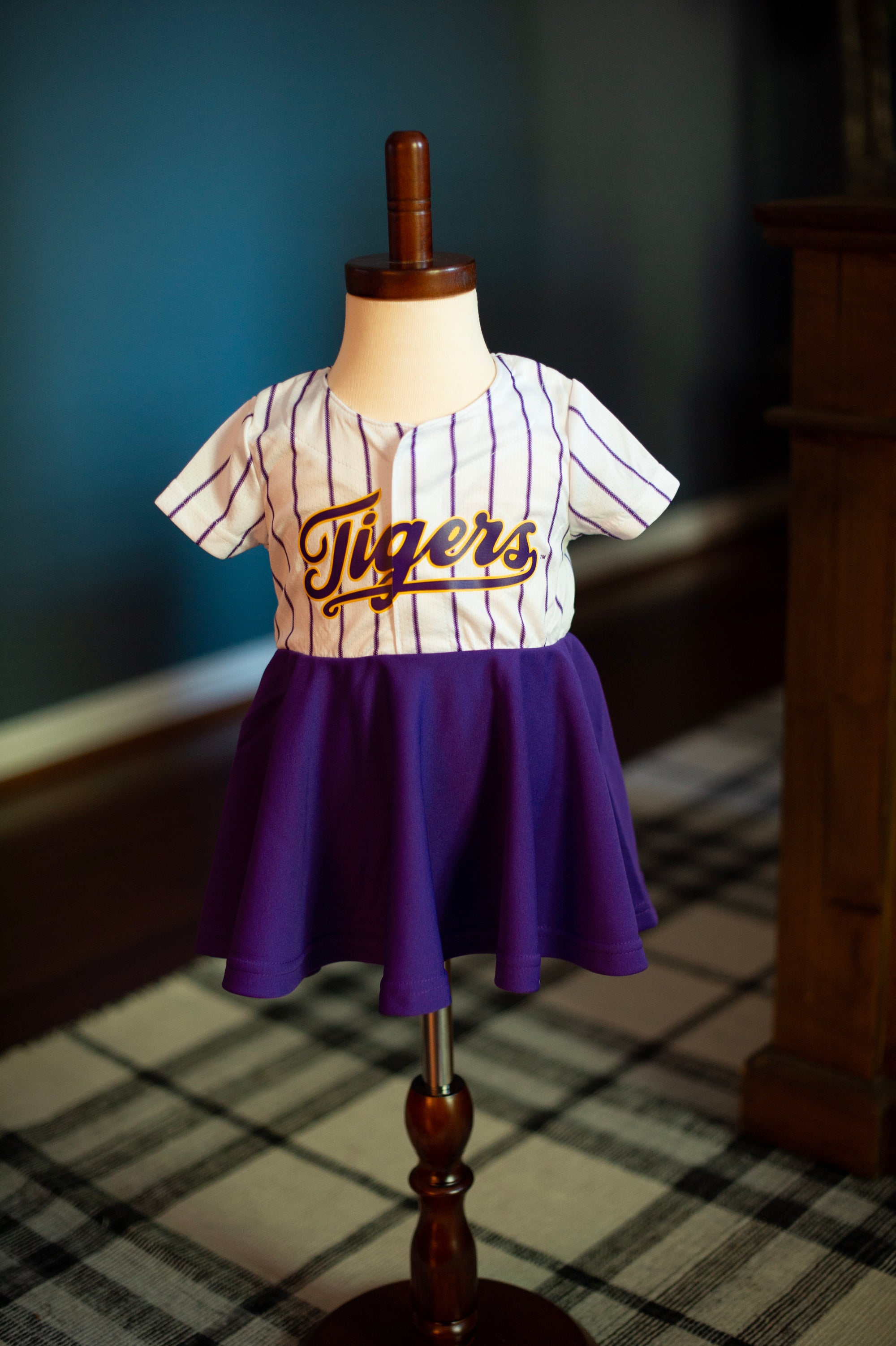 LSU Tigers toddler jersey dress purple gold game day Fan Dress for baby